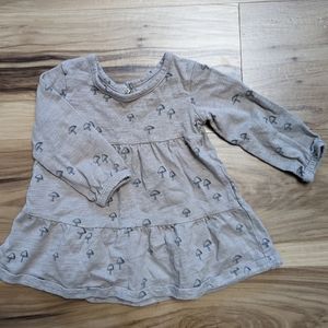 Little Co Baby Size 6M Mushroom Print Tiered Dress Brown Keyhole Organic Cotton